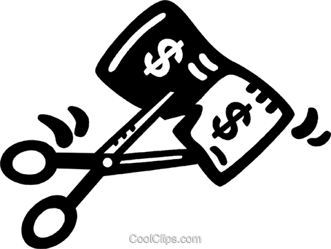 Scissor Cutting Money Royalty Free Vector Clip Art - Scissors Cutting Money Clipart (480x362)
