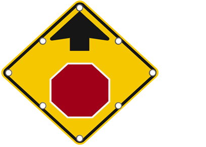 Flashing Stop Ahead Sign - Stop Sign Ahead Sign (509x300)