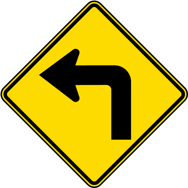 Left Turn Sign - Left Turn Traffic Sign (600x600)