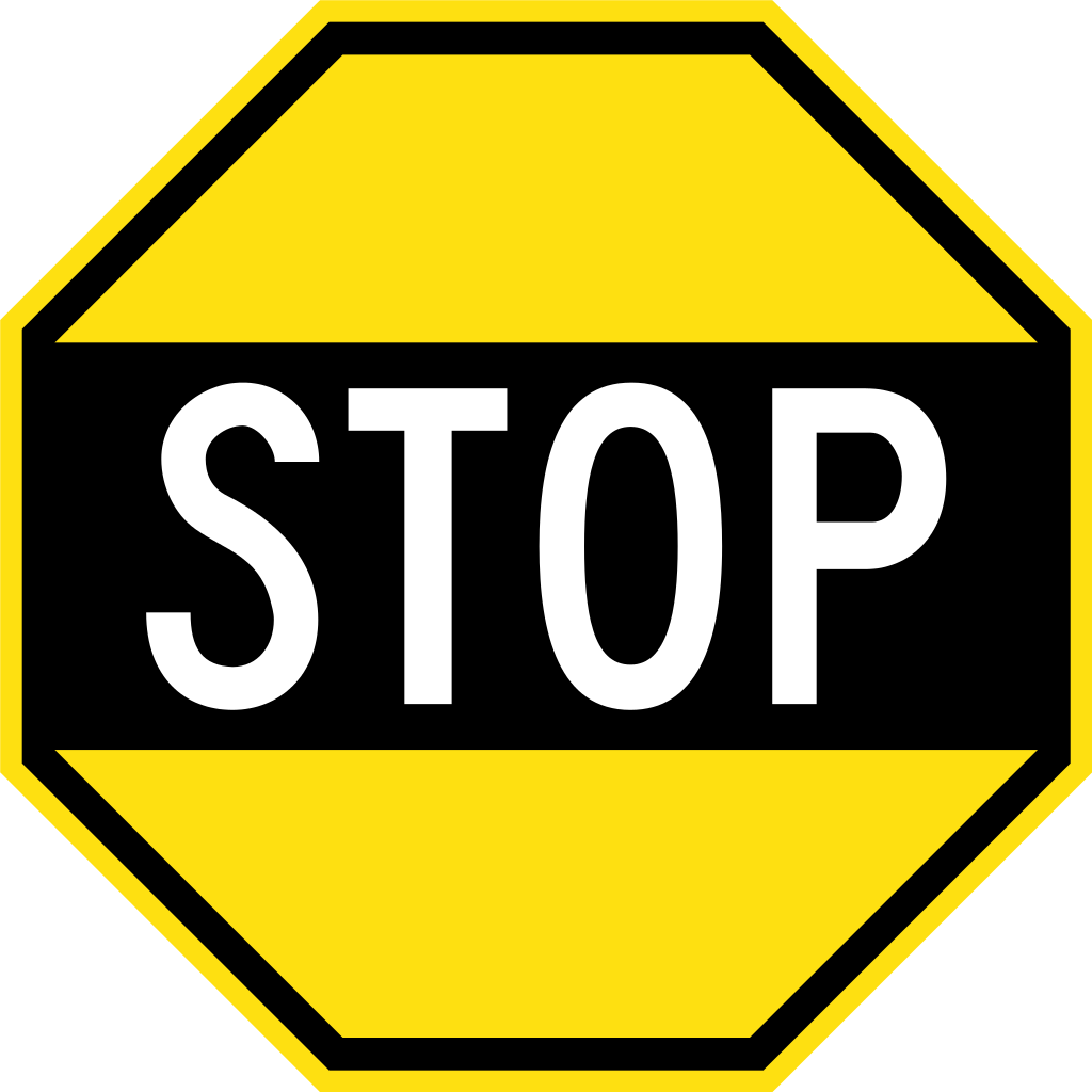 Vintage Traffic Yellow Stop Sign - Halt Sign Png (1024x1024)