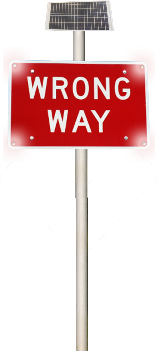 Wrong Way Sign Alert - Traffic Sign Pole Png (708x1433)