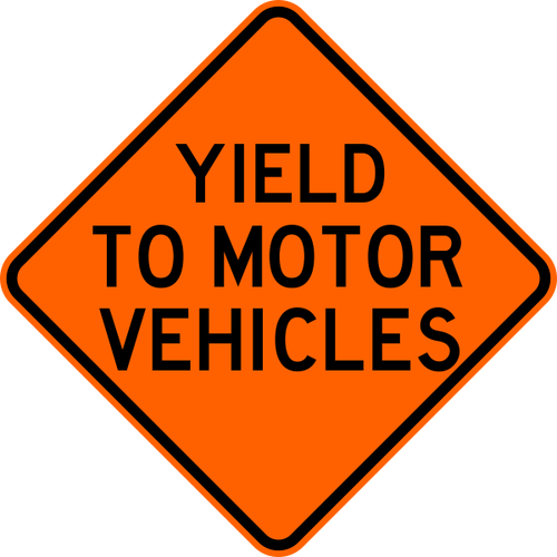 Yield To Motor Vehicles Warning Trail Sign Yellow - Give Em A Brake (500x500)