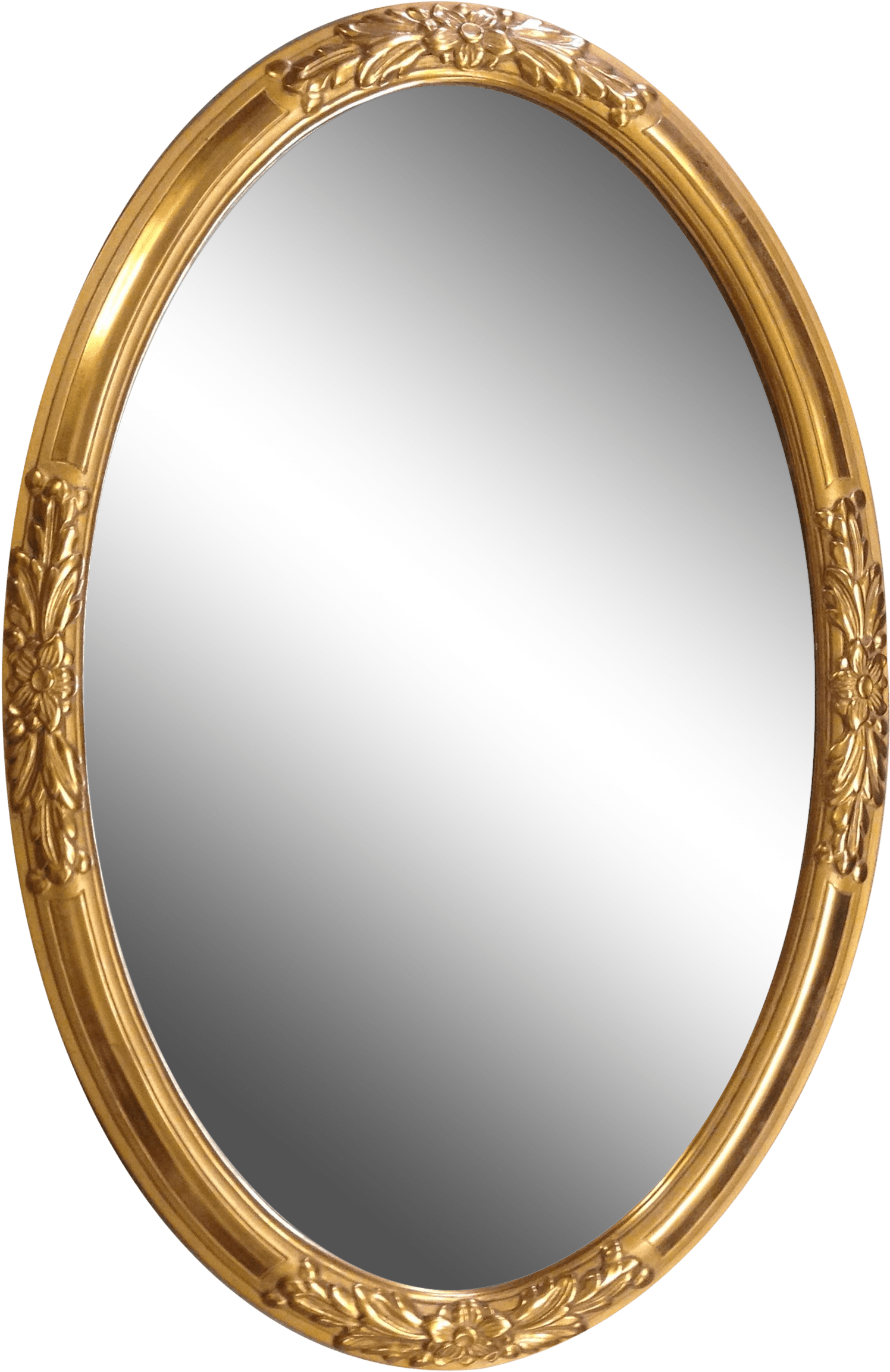 Gold Oval Mirror Png (2448x2449)
