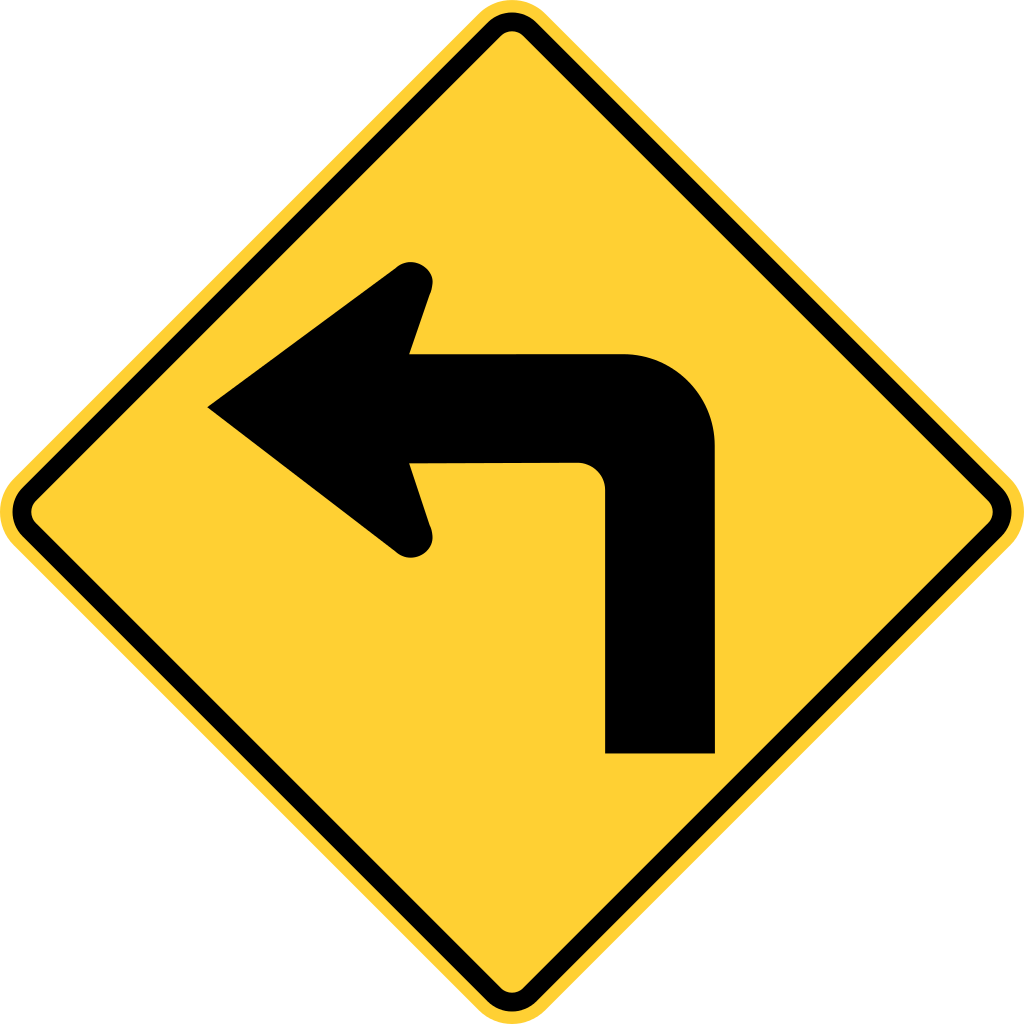 File - Mutcd W1-1l - Svg - Left Turn Traffic Sign (1024x1024)