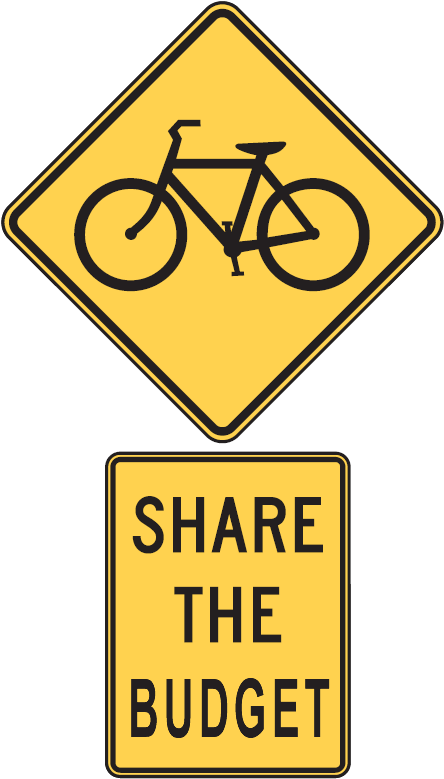 Share The Budget With Bikes - Bike Road Sign (514x820)