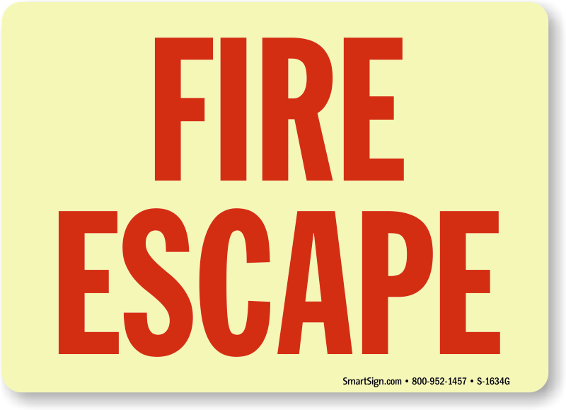 Zoom, Price, Buy - Smartsign By Lyle Smartsign Fire Escape, Plastic Sign, (800x579)