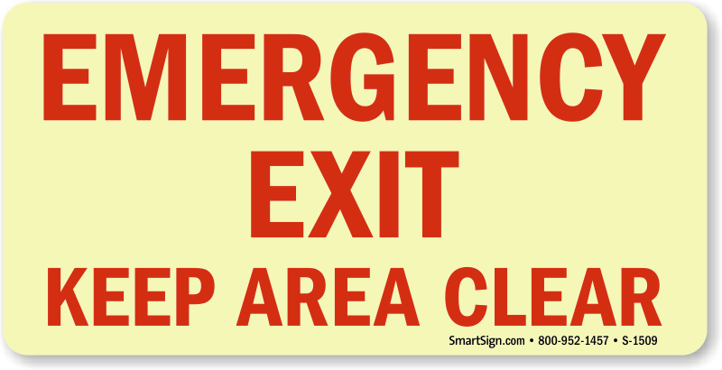 Emergency Exit Keep Area Clear - Brady 84661 Emergency Exit Sign,6-1/2 X 14in,r/wht (800x410)