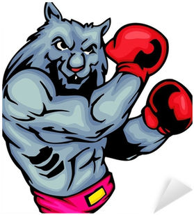 Grey Wolf In Red Boxing Gloves - Boxing Wolf (400x400)