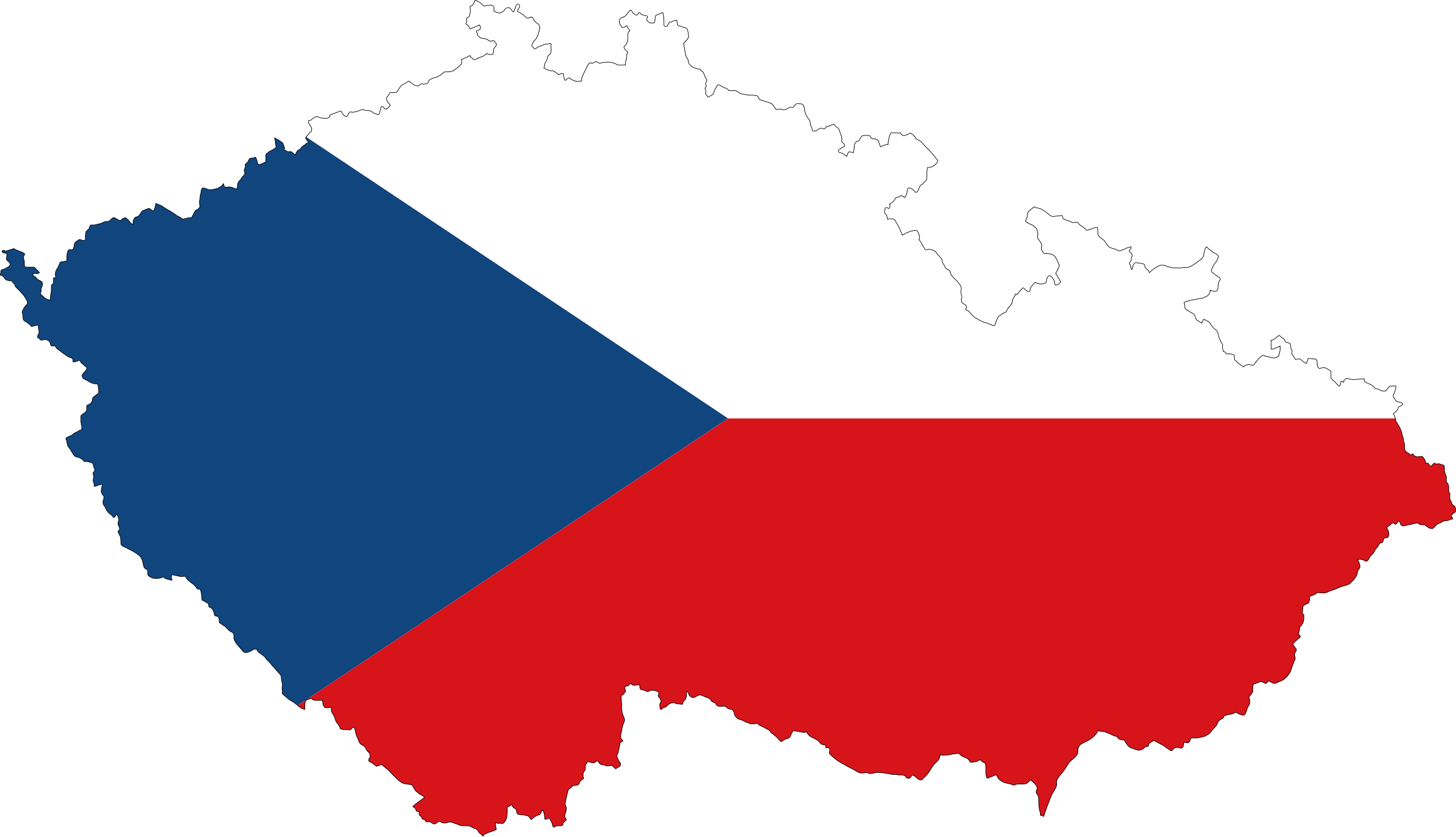 Republic Map Flag With Stroke - Czech Republic Map Flag (2324x1335)