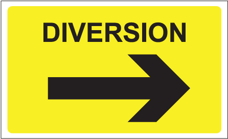 At The Junction Roundabout I Found Myself In 3 Lanes - Zintec 600 X 450mm Diversion Starts Road Sign C/w Relevant (555x332)