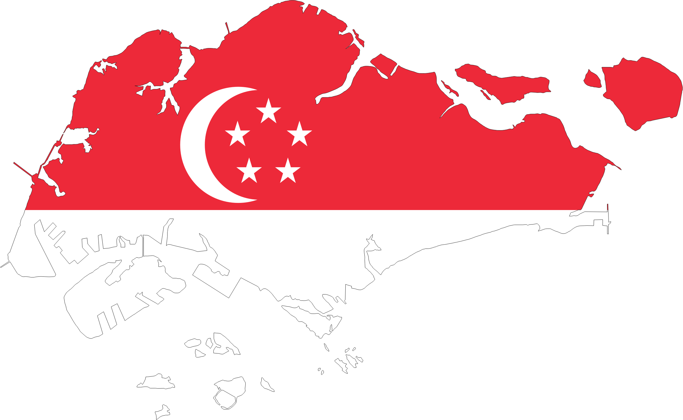 Big Image - Singapore Map Vector (2302x1416)