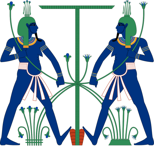 Man With A Pot Belly, Shown With Water Plants Hapi - Hapi God (500x474)
