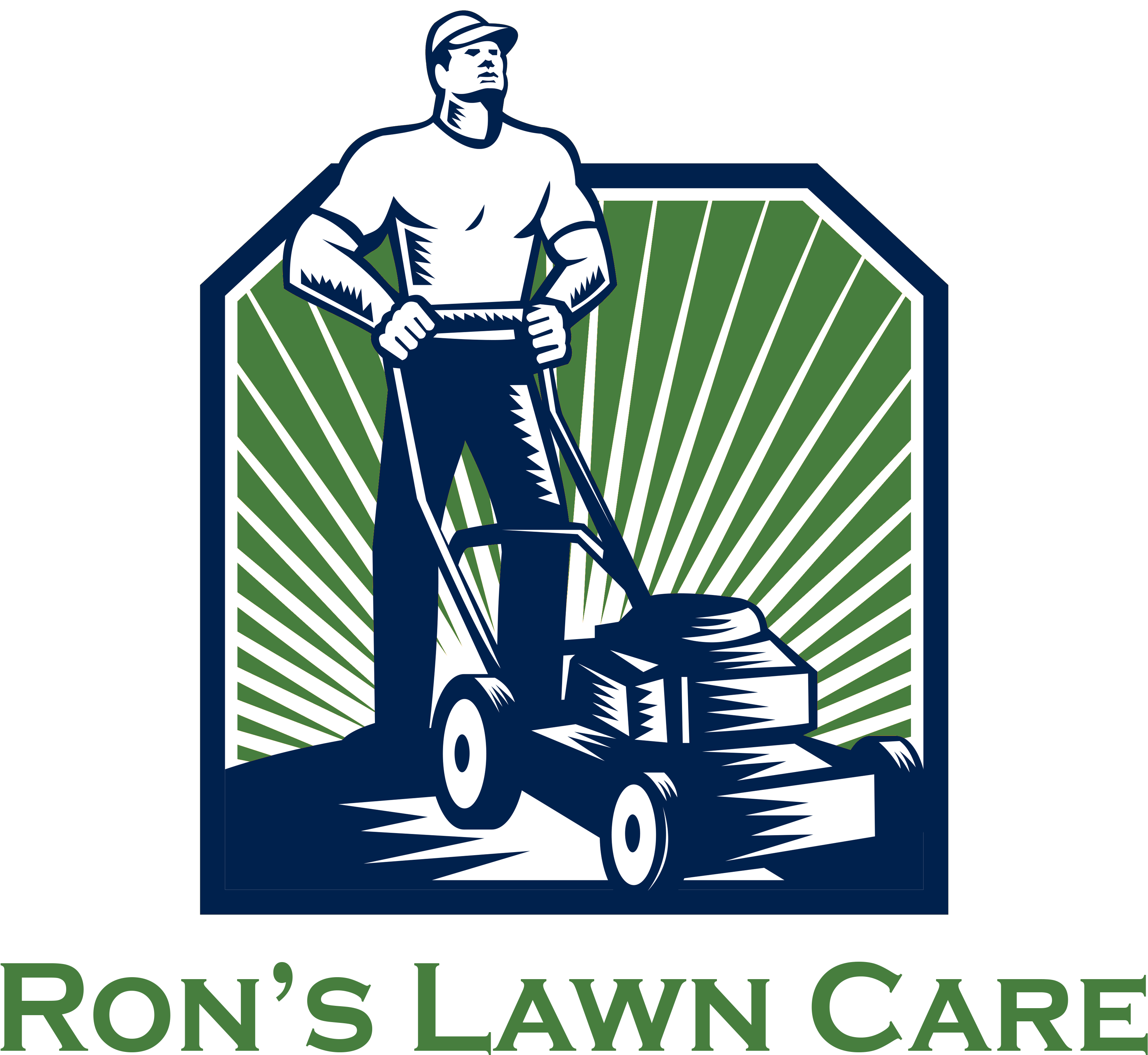 Ronslawncarelogo - Gardener Mowing Lawn Mower Retro Throw Blanket (3103x2855)