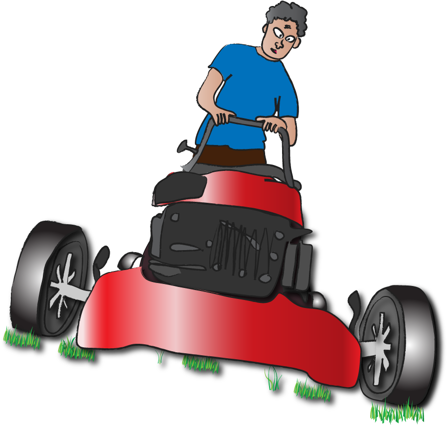 Broken Lawn Mower Cartoon For Kids - Clip Art (912x893)