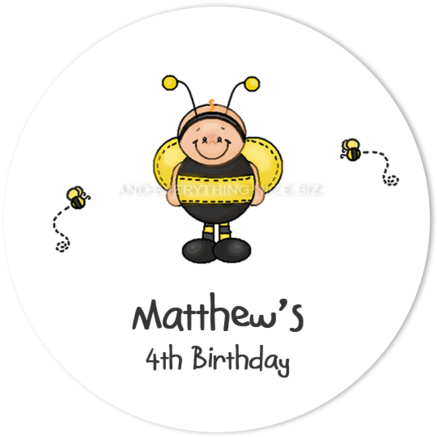2" Round Ba-bee Bumble Bee Favor Labels • Self Adhesive - Bumblebee (469x480)