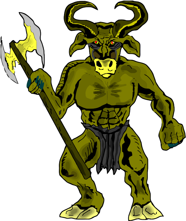 Supernatural Cliparts 11, Buy Clip Art - Theseus And The Minotaur Cartoon (645x768)