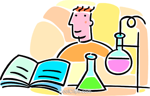 Student In Chemistry Class Royalty Free Vector Clip - Chemieunterricht Clipart (480x309)