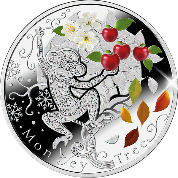 Niue 2016 1$ Monkey Tree Lunar Calendar Proof Silver - Silver (600x600)