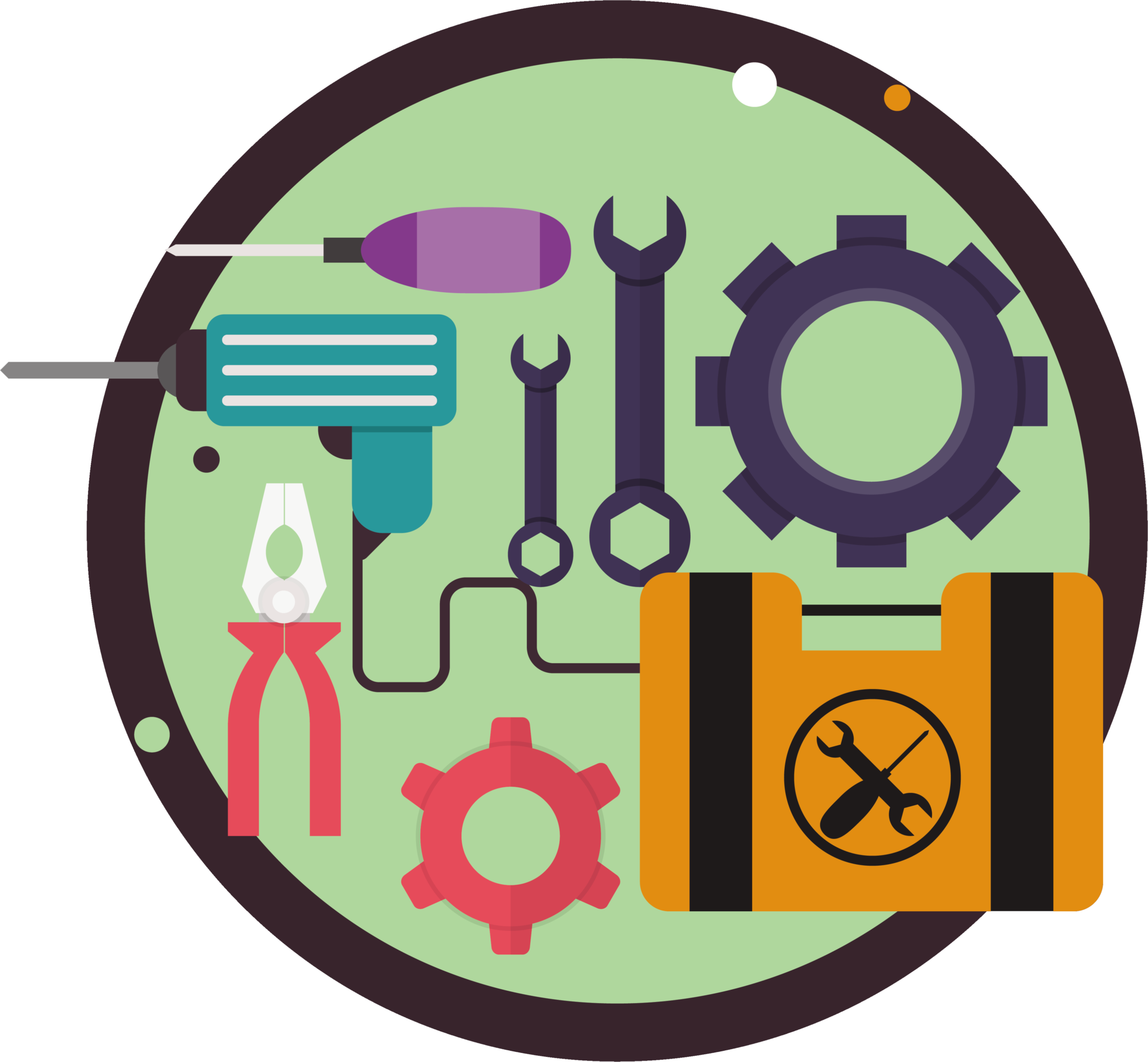 Background Systems Project Management - Vector Illustration Of A Handyman Toolkit Pendant Necklace (2048x1894)