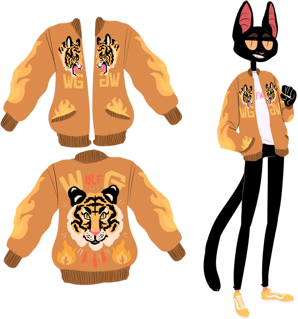 A Cat Named Wolf In A Tiger Jacket By Pearlchelle - Cartoon (1024x1100)