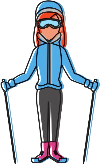 Young Woman With Ski Sticks - Young Woman With Ski Sticks (550x550)