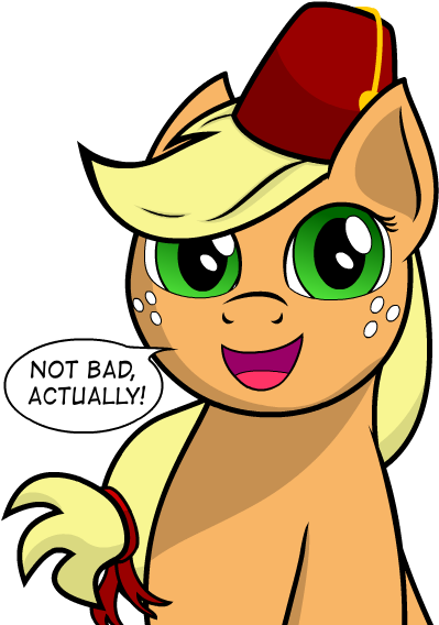 Applejack, Fez, Hat, Safe, Simple Background, Solo - Cartoon (500x600)