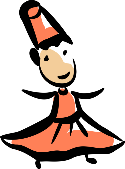 Vector Illustration Of Mawlaw'īyya Sufi Muslim Whirling - Vector Illustration Of Mawlaw'īyya Sufi Muslim Whirling (517x700)
