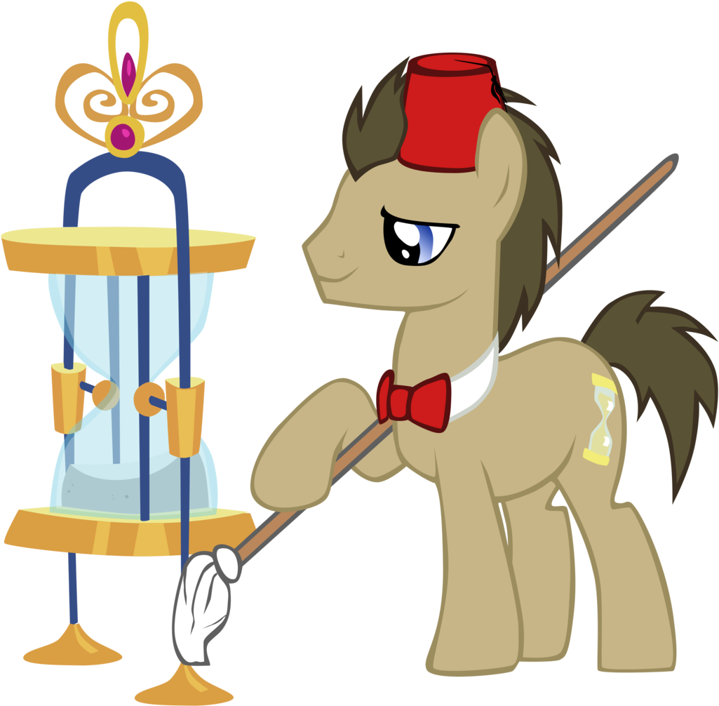 Chriss88, Doctor Whooves, Fez, Hat, Hourglass, Mop, - The Doctor (1112x1024)