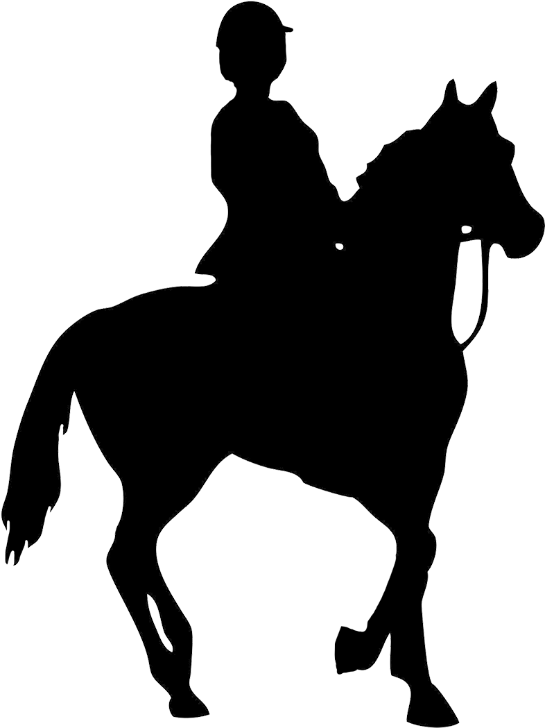 Black Silhouette Of Horse Rider - Many Calories Does Horse Riding Burn (843x1063)