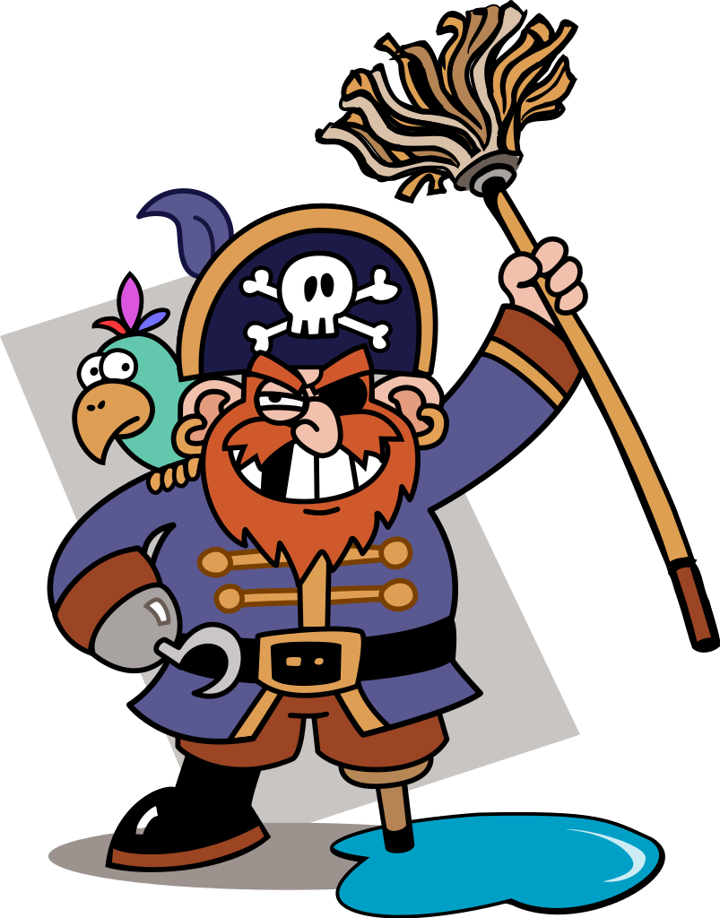 Piratey With Mop - Cartoon Pirate (803x1024)