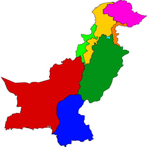 Azad Kashmir Map Clip Art - Pakistan Provinces Map (500x500)