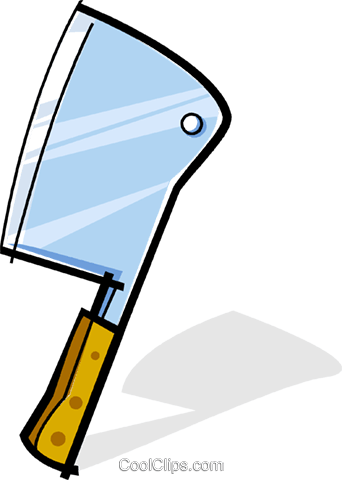 Meat Cleaver Royalty Free Vector Clip Art Illustration - Cartoon Meat Cleaver (342x480)