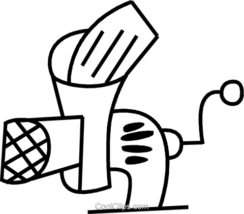 Meat Grinder Royalty Free Vector Clip Art Illustration - Line Art (480x421)