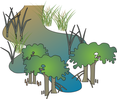 Ian Symbol Wetland - Drawing Of A Wetland (400x337)