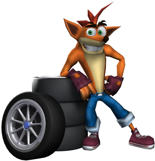 Crash Tag Team Racing Crash Bandicoot With Tires - Crash Bandicoot Crash Tag Team Racing (536x554)