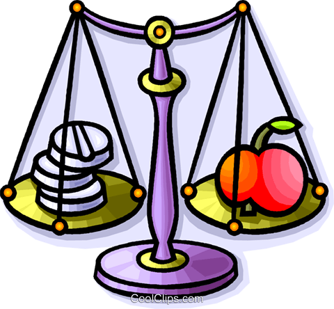Scale With Vitamins And Vegetables Royalty Free Vector - And (480x444)