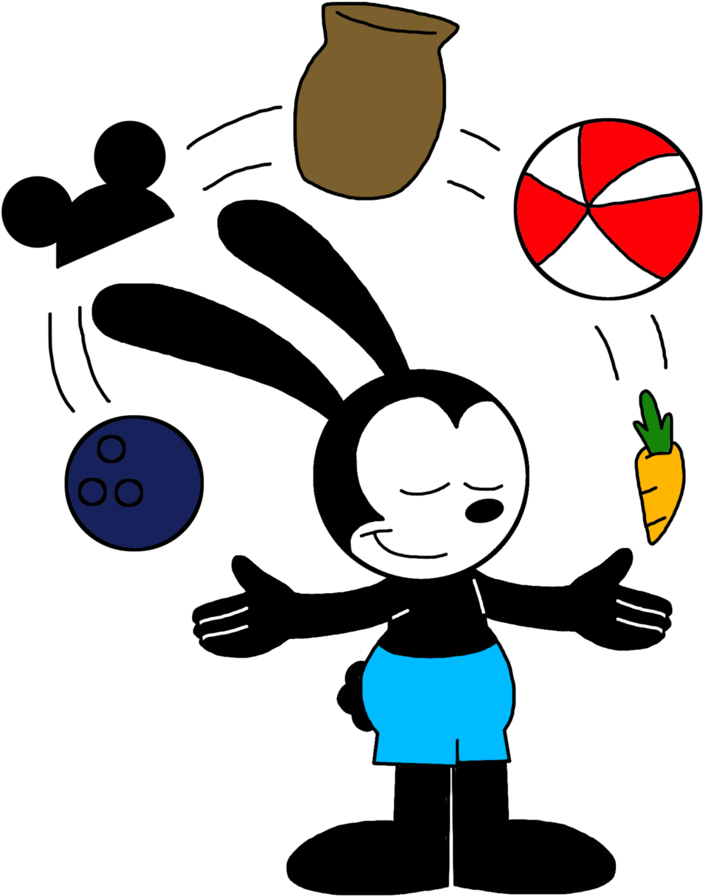 Oswald Juggling Objects By Marcospower1996 - Oswald The Lucky Rabbit (833x958)