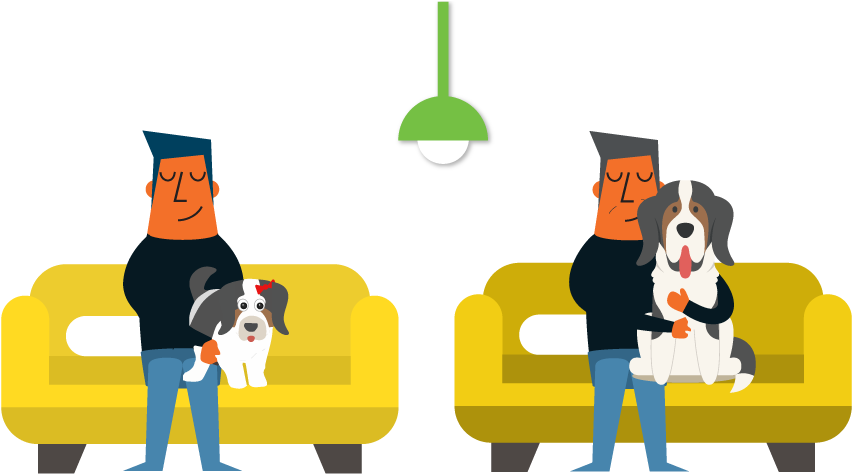 Illustration Image Of A Man Holding A Dog In His Lap - Sitting (870x480)