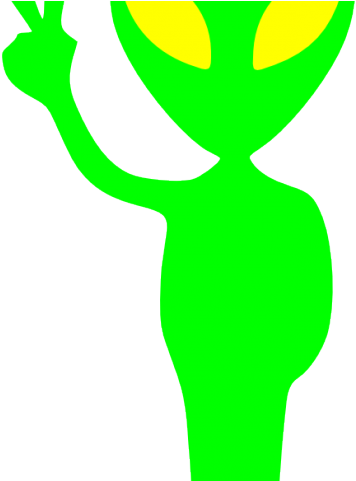 Peace Sign Clipart One Finger - Green Alien With Red Eyes (640x480)