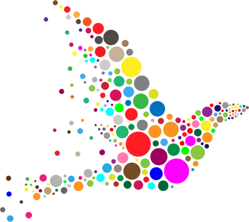 Vector Drawing Colored Circles Forming A Bird Shape - Colorful Png (500x445)