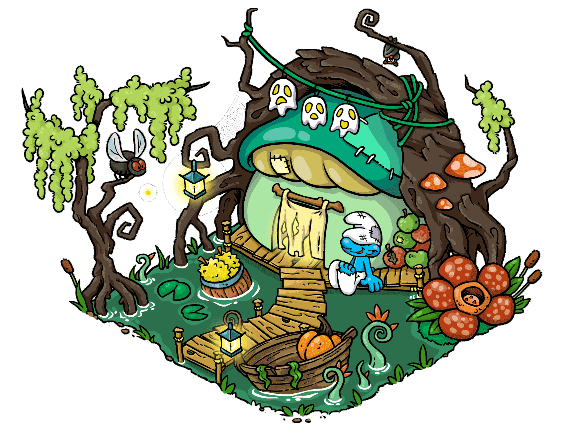 Sloppy Smurf Hut - Sloppy Smurfs Swamp (1826x1457)