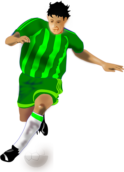 Boy Kicking Soccer Ball 23, Buy Clip Art - Soccer Player Clipart (499x720)