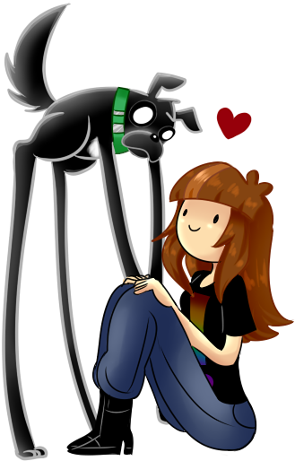 The Girl And Her Dog By Rumay-chian - Cartoon (400x540)