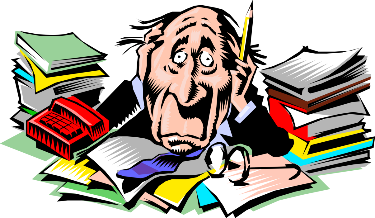 Vector Illustration Of Frazzled Executive Realizes - Cartoon (1205x700)