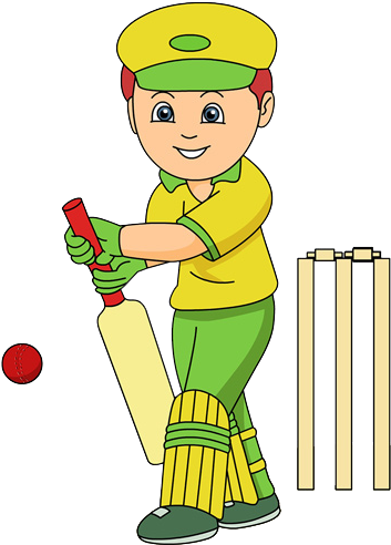 Cricket Clipart Childrens - Playing Cricket Clipart Png (372x500)