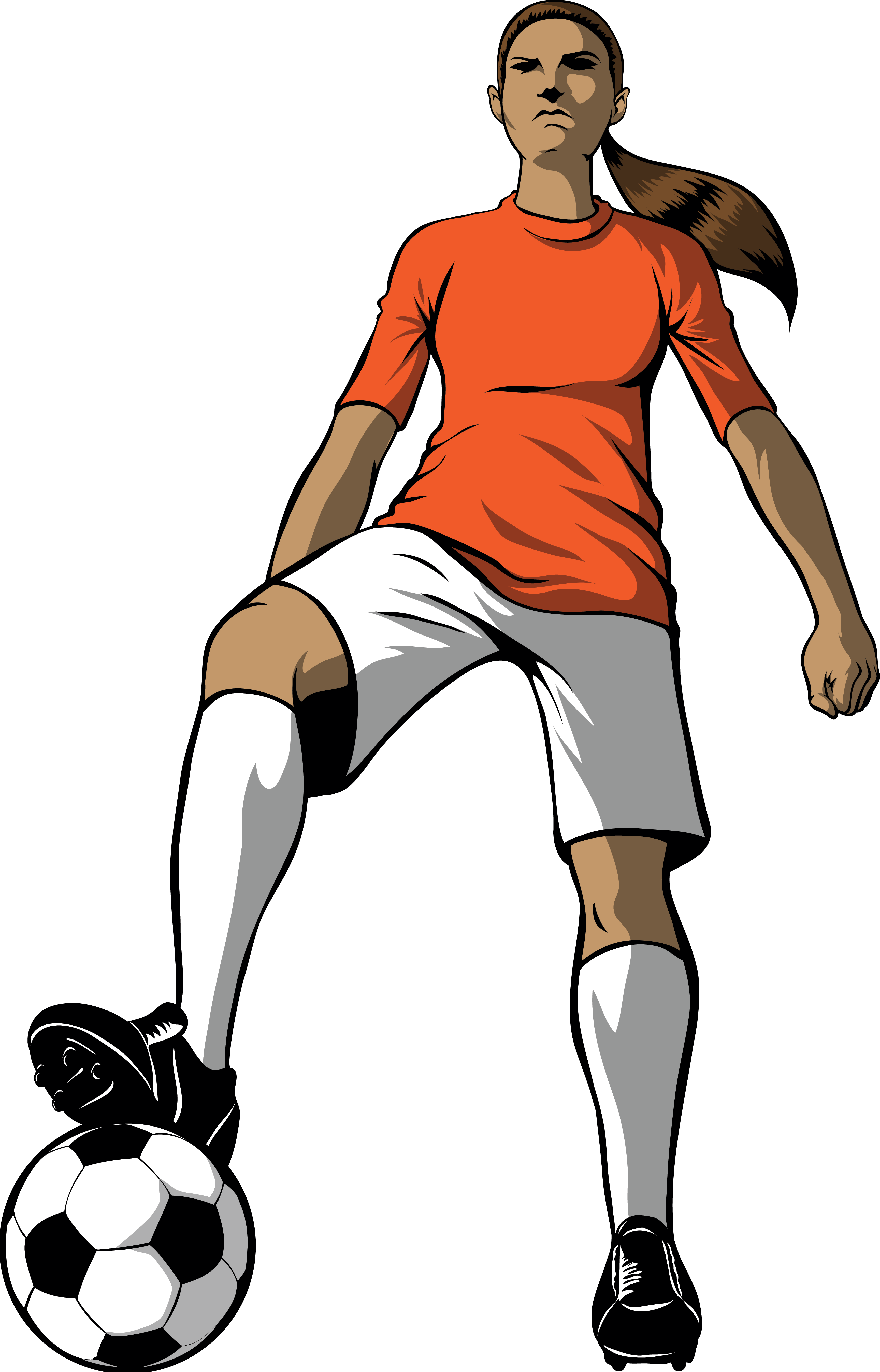 Female Footballer Cliparts - Girl Soccer Player Cartoon (3459x5393)