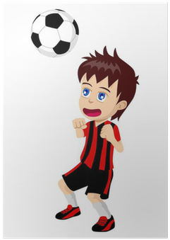 Cartoon Illustration Of A Kid Playing Soccer Poster - Monitos Animados Jugando Futbol (400x400)