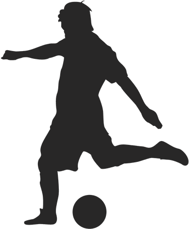 Kicking Soccer Ball Silhouette For Kids - Guy Kicking Soccer Ball Transparent Background (512x512)