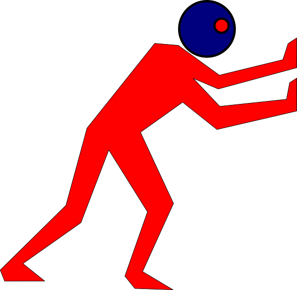 Man Pushing Rock Clip Art (600x586)