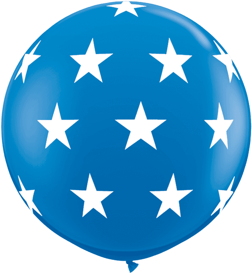2 X 3' Dark Blue Big Stars A Round Giant Qualatex Latex - Star Balloons Print (600x600)